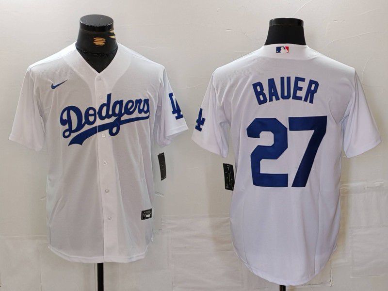 Men Los Angeles Dodgers #27 Bauer White Game 2024 Nike MLB Jersey style 713->los angeles dodgers->MLB Jersey